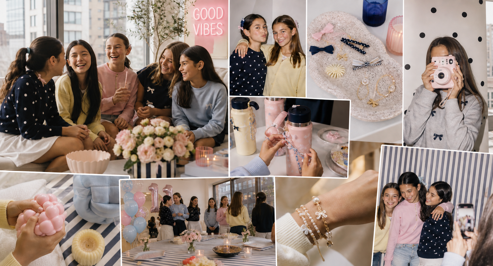 Friends customizing useful accessories in Iris’s soft, wishlist-led palette